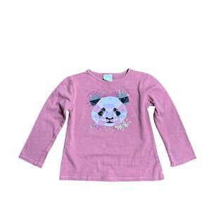 Zara Girls Pink Panda Sequin Long Sleeve Shirt Size 5 (110)